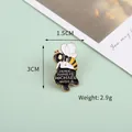 Cute cartoon honey bee enamel brooch with Michael text in yellow and black alloy - Inverted Bee