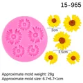 Pink silicone daisy mold for fondant and resin with 5 various sunflower shapes - Sunflower Style (15-965) / Pink