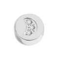 Ciondolo a mezzaluna in argento lucido con tre pietre di zirconia scintillanti - Luna / Argento
