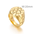 Anillo de hombre en acero inoxidable dorado de 20mm con textura de grietas únicas - US 7 / Dorado