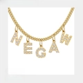 Gold DIY necklace featuring five sparkling cubic zirconia letter charms on a dainty chain - 5 Letters / Gold