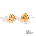 18K gold plated heart stud earrings in 304 stainless steel with drop-shaped zircon - E664-23(Heart Zirconia)
