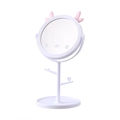 Desktop makeup mirror with white reindeer ears design and built-in jewelry tray - Large Version / Antler / White