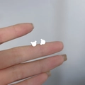 Minimalist 925 sterling silver bear stud earrings with polished metallic finish - Bear Head / Silver