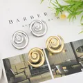 Set di orecchini a perno a spirale in oro e argento con texture di metallo liquido lucido - Oro EH005 (Spirale Minimalista)