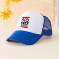 Blau-weiße God Over Everything Trucker Cap mit atmungsaktivem Mesh und schickem Aufdruck - Einheitsgröße / Königsblau