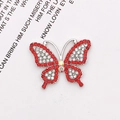 Exquisite butterfly jewelry accessory with red and white rhinestones on silver base - D1616 Full Diamond Butterfly - Red