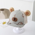 Dettaglio del cappellino estivo per neonati con orecchie d'orso 3D e rete traspirante - 48cm (6-20 Mesi) / verde chiaro