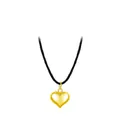 Polierter herzförmiger Anhänger in Goldoptik mit minimalistischer schwarzer Kordelkette - 925er Silber / Gold
