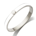 Bracciale rigido in acciaio argento con numeri romani e intarsio in smalto bianco - Colore Acciaio Smalto Bianco Bracciale