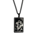 Black rectangle tarot necklace featuring the Strength card pendant with a lion design - Strength / Black