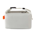 White insulated bento lunch bag with orange handle and waterproof roll-top buckle closure - Beige
