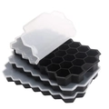 Stackable black hexagonal silicone ice cube tray with clear lid for home use - 37-Grid with Lid Black