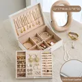 Litchi grain leather jewelry box showing necklace hooks and ring slots compartments - Premium White (Lychee Grain) / 23x17x8cm