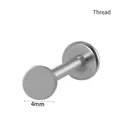 Solid G23 titanium internal thread flat back stud earring with 4mm round base - Disc / 1.2x6mm