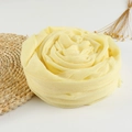 Light yellow cotton linen scarf folded in a rose shape with elegant fringe edge - 190x100cm / Light Yellow