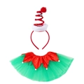 Christmas elf costume set with red spiral hat headband and green layered tutu skirt - Spring Headband And Green Skirt Set