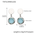 Polished stainless steel earrings with circular glass stone pendant measurements - Earrings Only / Steel Lake Blue