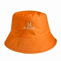 Detailed close-up of orange cotton bucket hat with M St. Michel white embroidery - 55-58cm / Orange (St.Michel)