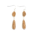 Irregular gold druzy drop earrings with silver serrated edges and frosted texture - Silver Frame Gold Face (EA088-8银)