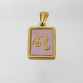 Collana in acciaio 18K con ciondolo rosa del segno zodiacale del Leone - Leone