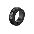 Matte black titanium steel ear cuff with triple skull pattern for non-pierced ears - Single Skull / Black