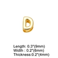 Detailed view of hollow golden letter D pendant showing dimensions 9x6x4mm for DIY jewelry - Letter D