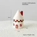 Ceramic Christmas house lamp with pointed spiral roof and hand-painted green vines - Round House