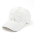 Dettaglio del cappellino da baseball in cotone bianco con tesa a sei file di cuciture - Regolabile / Bianco