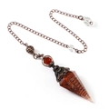 Orgone resin cone pendulum with red jasper stone chips and copper coil detail - Red Jasper (Antique Bronze)