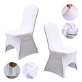 White stretch chair cover with reinforced foot pockets for wedding and banquet chairs - M / With Arc Large Feet / White