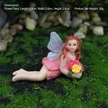 Liegende Blumenfee Harzfigur in rosa Kleid für Miniaturgarten Deko 6.8x3.6x3.6cm - Einzelne Blumenfee