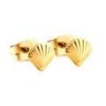 Elegante goldene Muschel-Ohrstecker aus Edelstahl mit feiner Oberflächenstruktur - Gold Jakobsmuschel-Stil (EA137801G)