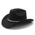 Chapeau de cowboy western noir en suédine à bord large avec ruban de perles argentées - M (56-58cm) / Noir (Style Perle en Suède)