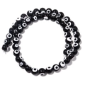 Polished black evil eye glass beads for DIY necklaces and bracelets making - Black