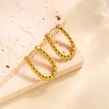 Boucles d'oreilles vintage en acier inoxydable doré 18 carats au design torsadé - EH112/Corde Torsadée Forme U