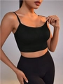 Zwarte geribbelde naadloze yoga-sporttop met steunbandjes en een slanke pasvorm - S / Zwart