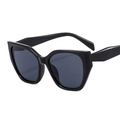 Occhiali da sole chic neri cat-eye con montatura larga e lenti scure in stile vintage - C1 Montatura Nera Lente Grigia