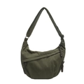 Borsa a tracolla in velluto a coste verde militare con dettaglio zip intrecciata - Verde