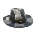 Cappello da cowboy western in denim patchwork con cinturino in pelle e turchese blu - Taglia unica / Stile Denim Patchwork (M Denim Cintura a Fiori) / Nero