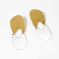 Minimalist 316L stainless steel geometric dangle earrings in dual-tone gold and silver finish - Gold + Silver (SD3159)
