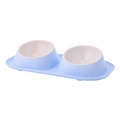 Light blue double pet bowl with splash-proof tray and ergonomic tilted white bowls - Light Blue (White Plastic Bowl) / 41*22.5*8.5cm