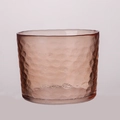 Amber pink glass sake cup with hand-hammered texture for traditional liquor serving - Amber Warming Tank