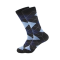 Herren-Socken mit Argyle-Muster in Schwarz und Blau aus weichem Baumwollmischgewebe - 38-46 / Blauer Rhombus