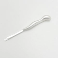 Detail view of silver irregular alloy hair clip with streamlined matte finish design - Single 2# / Sand Silver