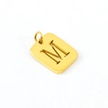 Golden rectangular stainless steel pendant featuring a hollowed-out letter M design - Letter M (M-Pendant)