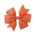 Handmade orange ribbed ribbon bow hair clip with swallowtail design for kids - Orange Red