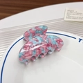 Pink and light blue woven texture acetate hair claw clip for elegant hairstyles - Pale Blue