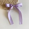 Lazo para el pelo de cinta de seda lavanda con cintas largas estilo balletcore - Pinzas de pelo pico de pato / Corto/Pieza / Morado