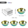 Set of 4 rainbow finish stainless steel sauce dishes with 9cm diameter and box - Rainbow Large 4PCS
